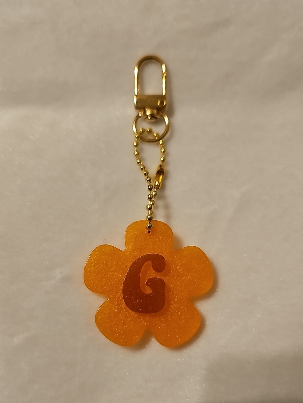 Orange and Purple Flower Initial G Keychain